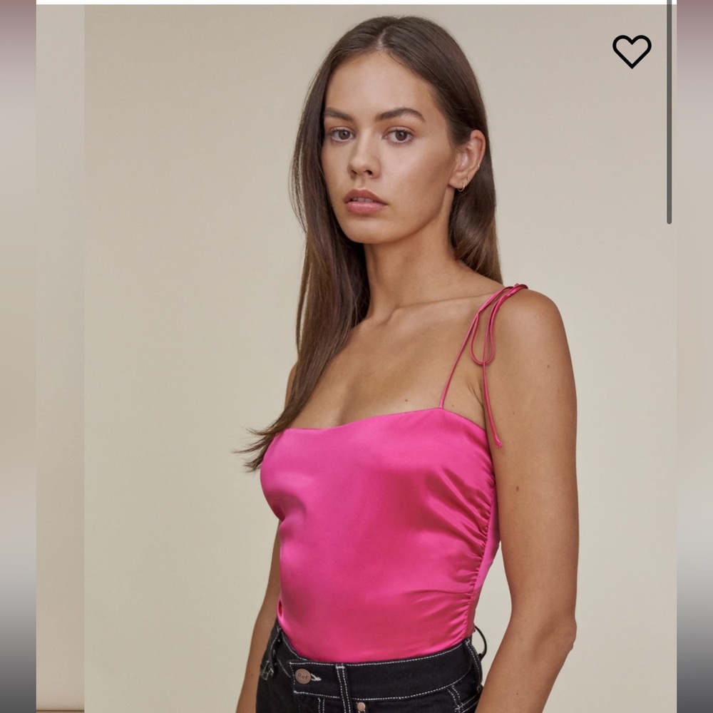 Reformation Lucrezia Silk Spaghetti Strap Top - Hot Pink